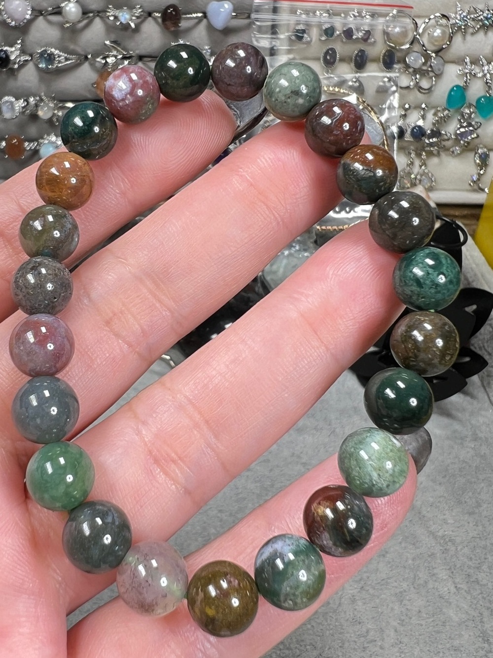 Ocean Jasper Natural Quartz Beaded Bracelet 8MM 6.75” Crystal